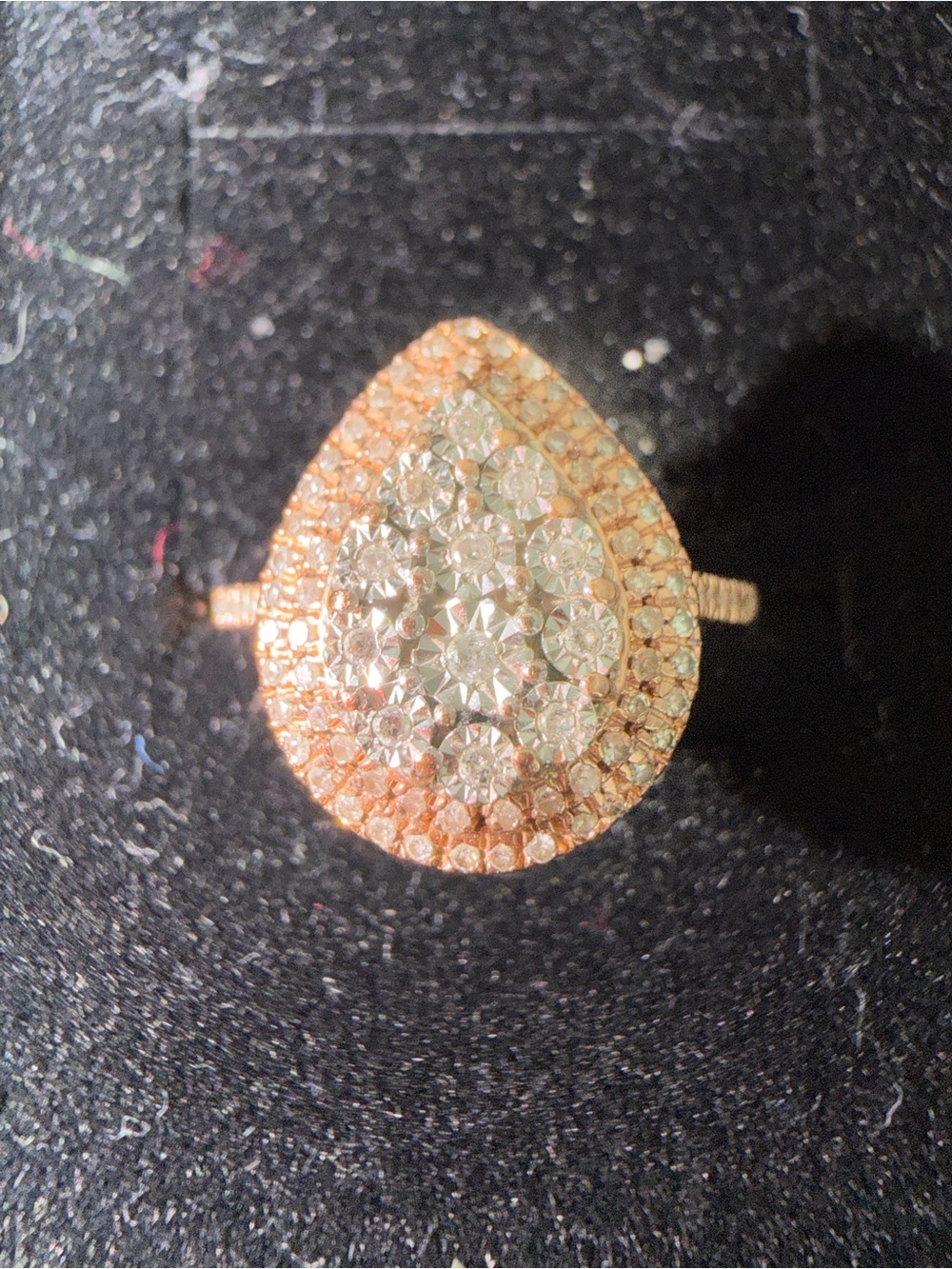 Teardrop Pavé Crystal Ring in Rose Gold